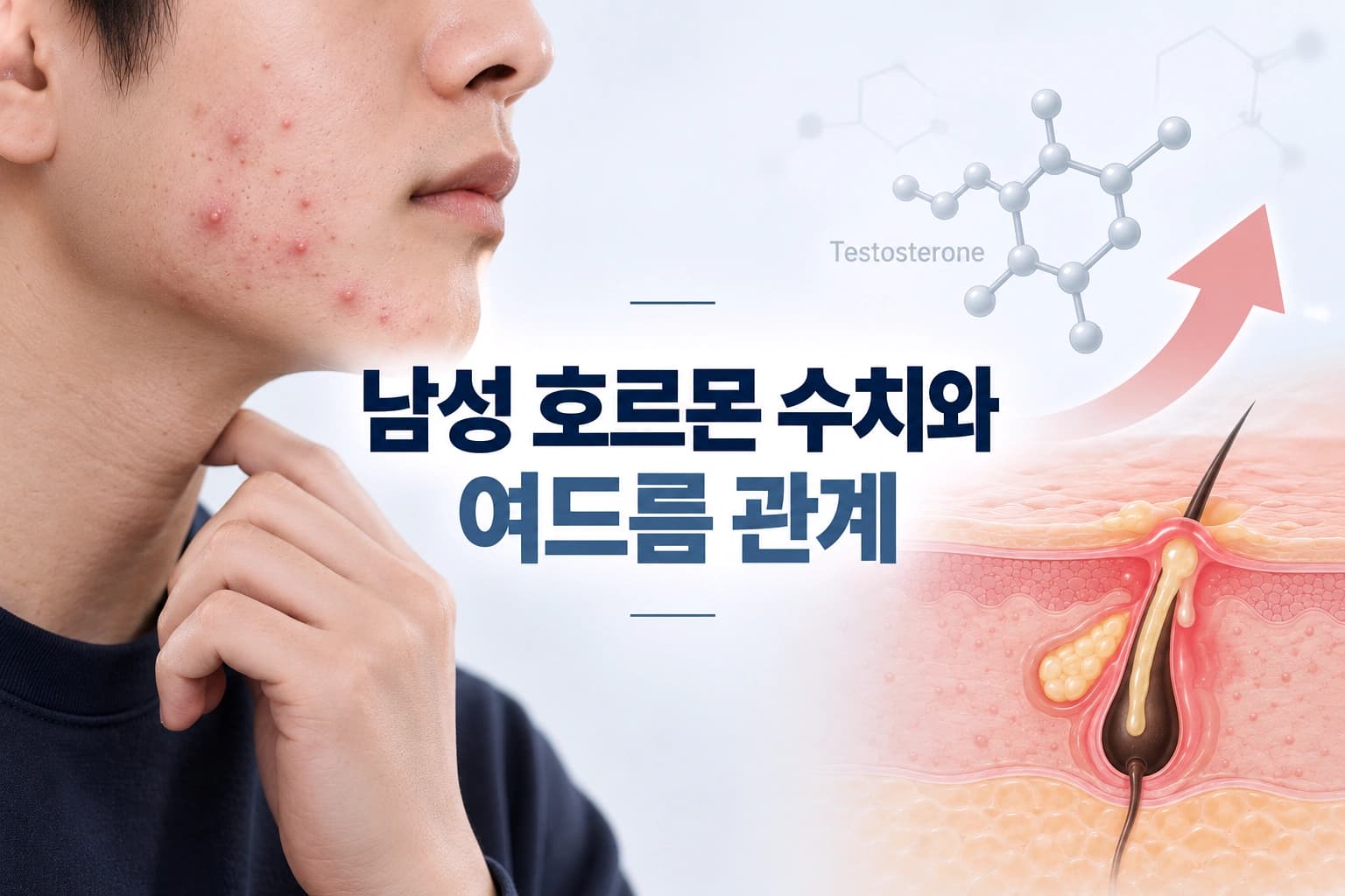 남성 호르몬 수치와 여드름 발생의 관계를 나타내는 썸네일