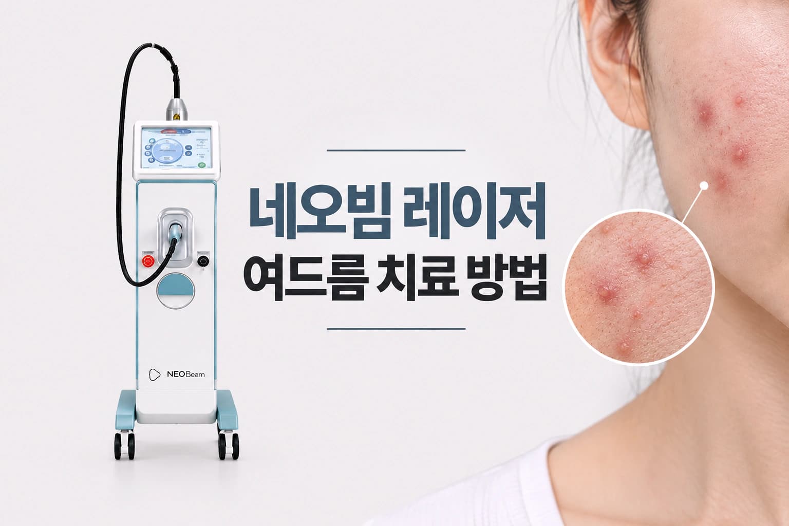 여드름 치료에 활용되는 네오빔 레이저를 안내하는 컨텐츠